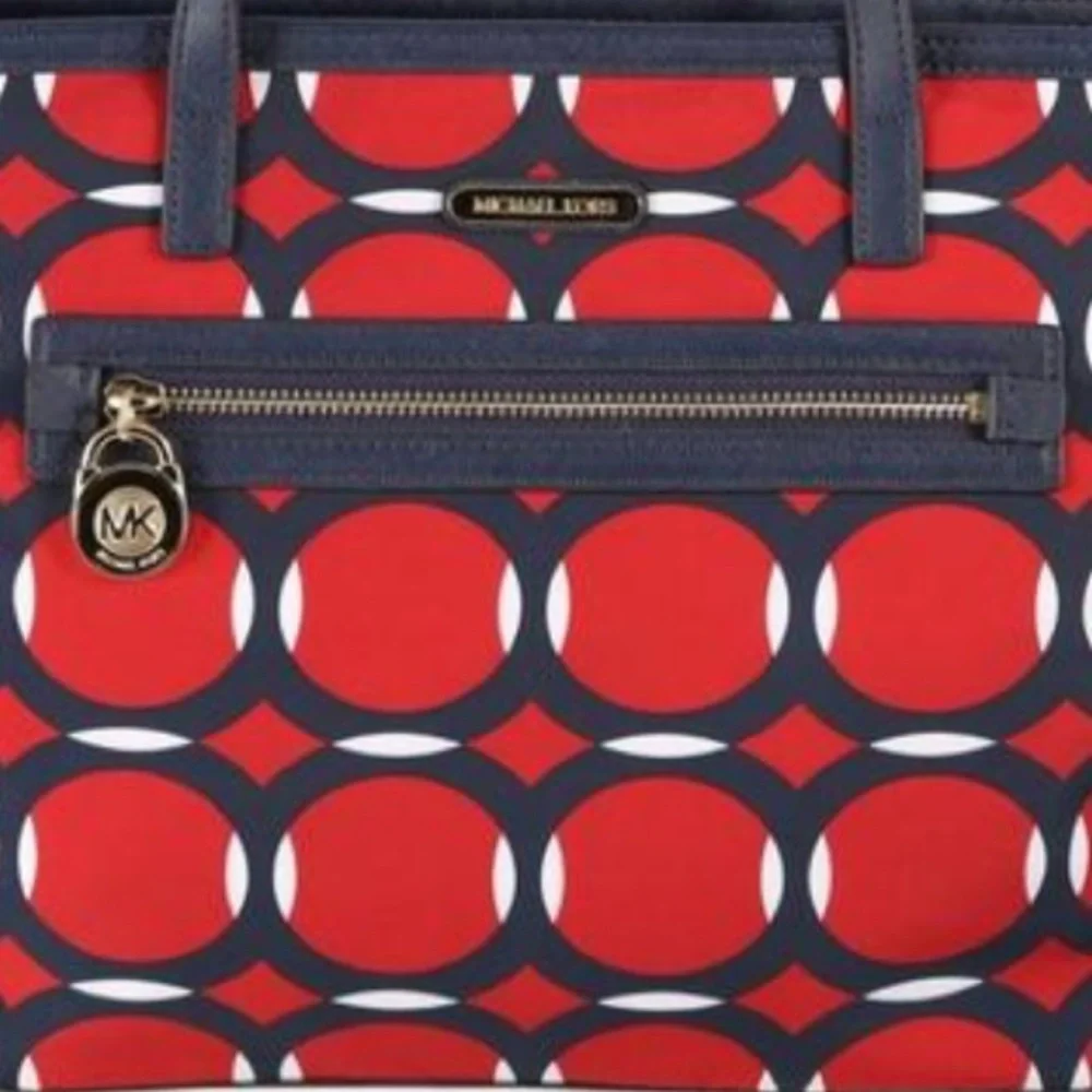 Michael Kors Kempton Nylon small red/blue tote shoulder bag - Picture 3 of 17